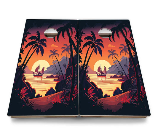 Tropical Island Custom Cornhole Boards
